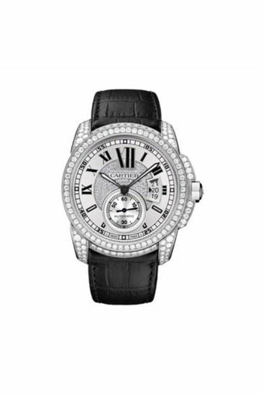 cartier calibre de cartier automatic white gold diamonds ref. wf100007-DUBAILUXURYWATCH