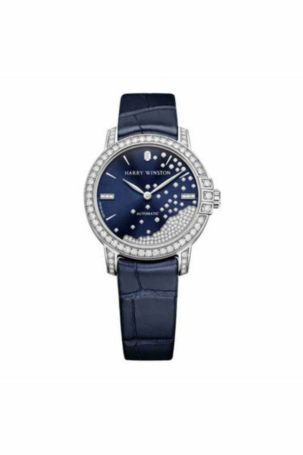 harry winston midnight blue sunray diamond dial 29mm 18k white gold ladies watch-DUBAILUXURYWATCH
