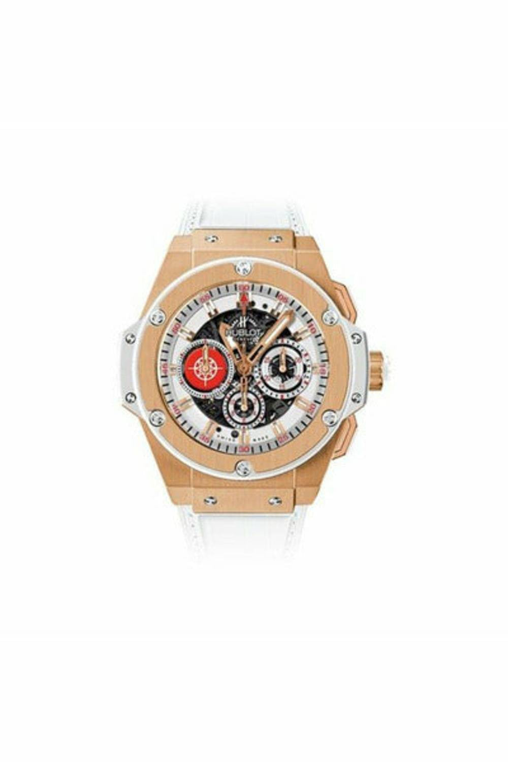 hublot king power costa smeralda matte white chronograph dial 48mm 18kt white gold men's watch-DUBAILUXURYWATCH