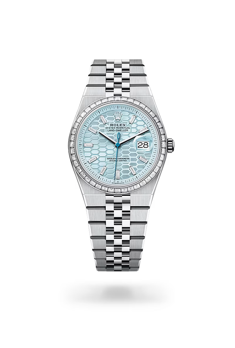 Rolex Land-Dweller 36 Oyster, 36 mm, platinum and diamonds M127286TBR-0001 - DUBAILUXURYWATCH