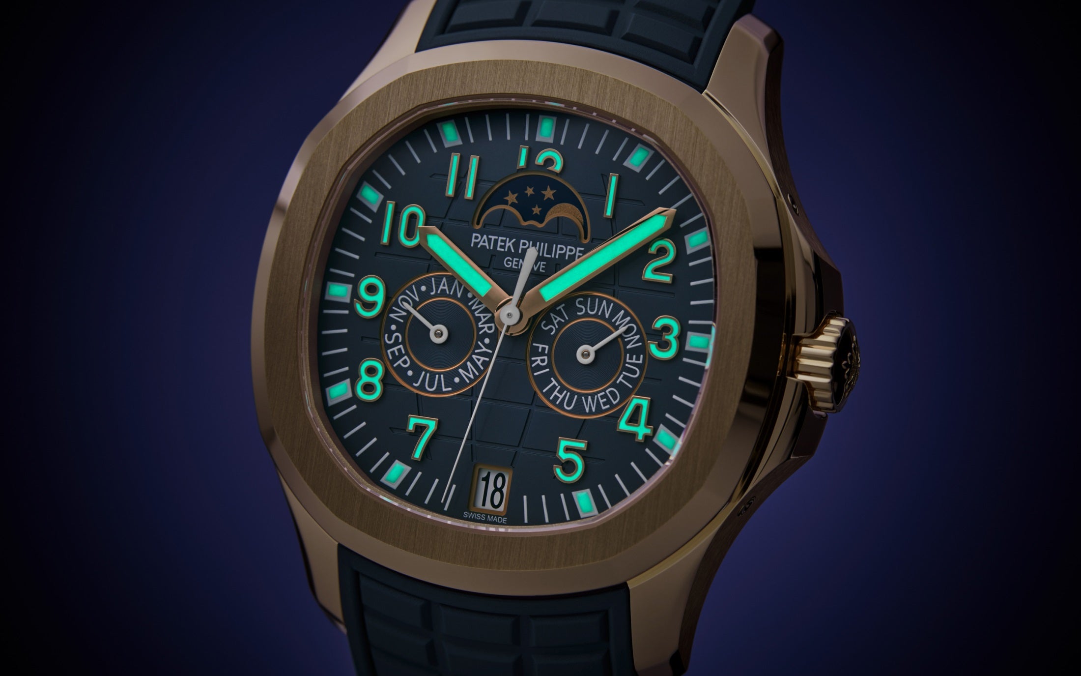 Patek Philippe Aquanaut 5261R-001 – Rose Gold Moon Phase Annual Calendar-DUBAILUXURYWATCH