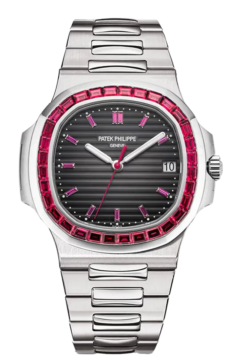 patek philippe nautilus ruby bezel 44mm platinum limited edition men's watch ref. 5711-112p-DUBAILUXURYWATCH