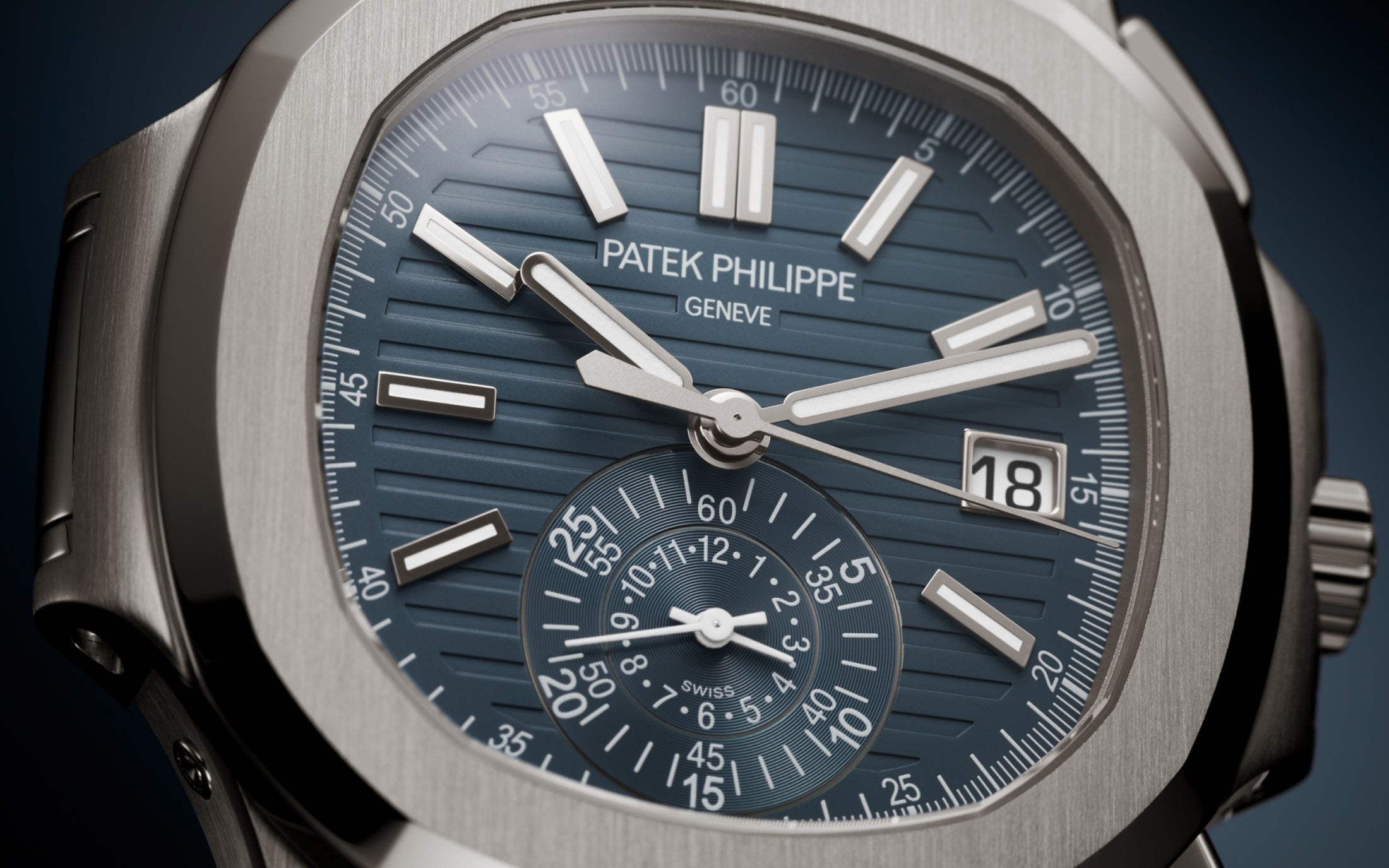 Patek Philippe Nautilus 5980/60G-001 – White Gold, Flyback Chronograph, Blue-Gray Dial-DUBAILUXURYWATCH