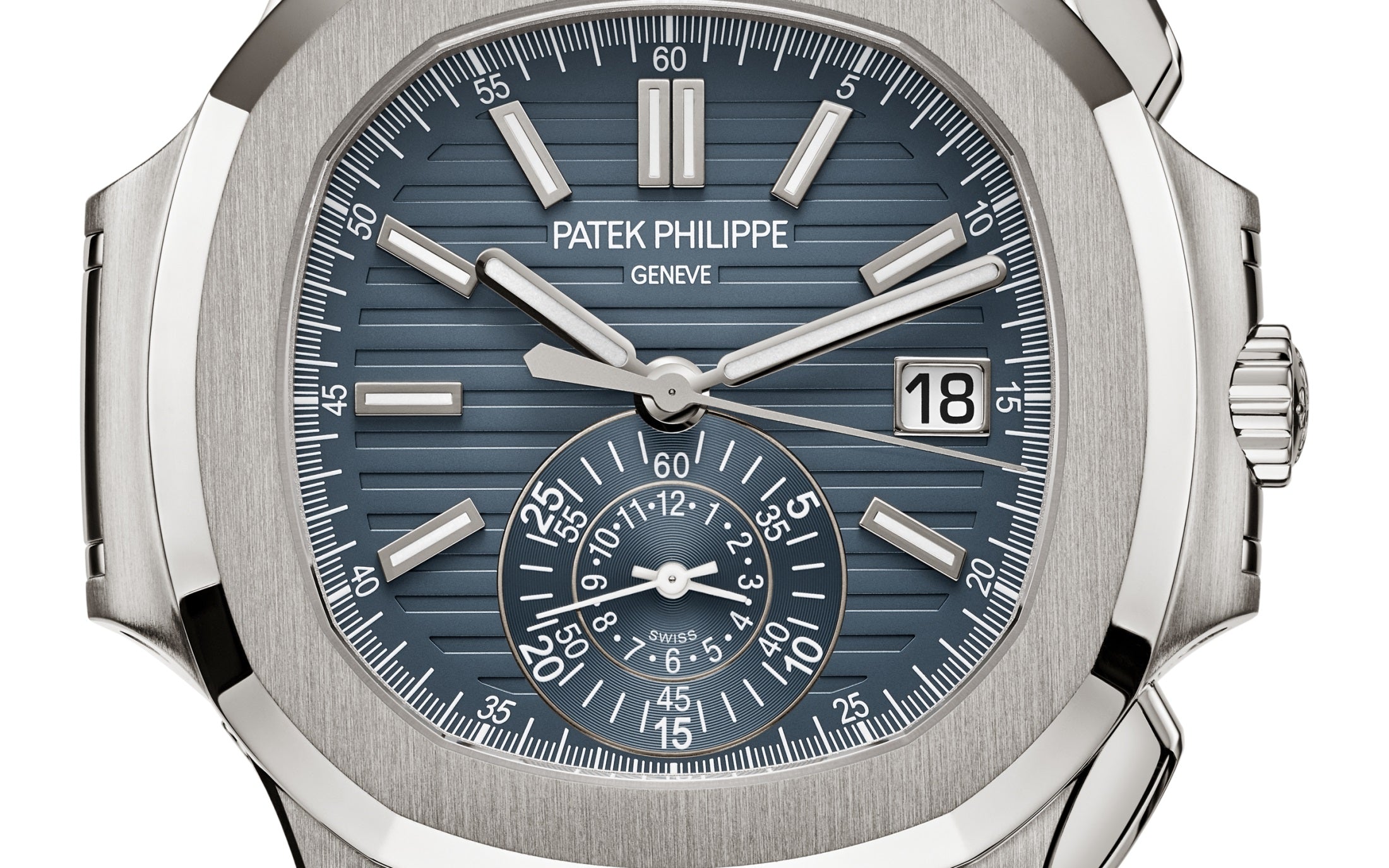 Patek Philippe Nautilus 5980/60G-001 – White Gold, Flyback Chronograph, Blue-Gray Dial-DUBAILUXURYWATCH