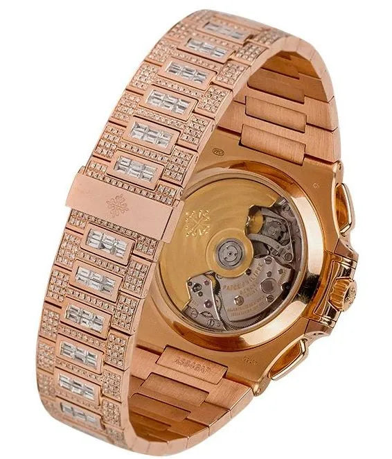 patek philippe nautilus chronograph date diamond set rose gold men's watch ref. 5980/1400r-011-DUBAILUXURYWATCH