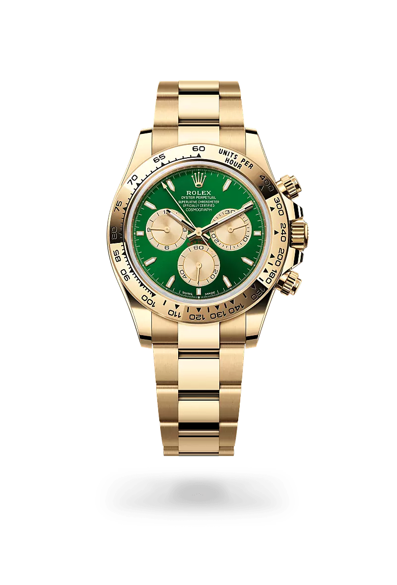 Rolex Daytona 40mm Yellow Gold Green Dial 126508-0008 – Dubai Luxury Watches