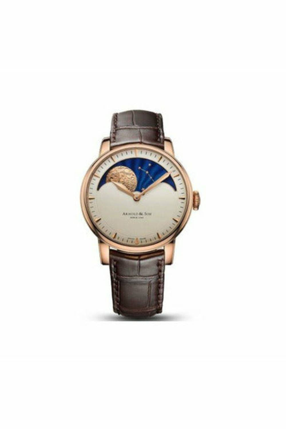 arnold & son hm perpetual moon 42mm 18kt rose gold men's watch-DUBAILUXURYWATCH