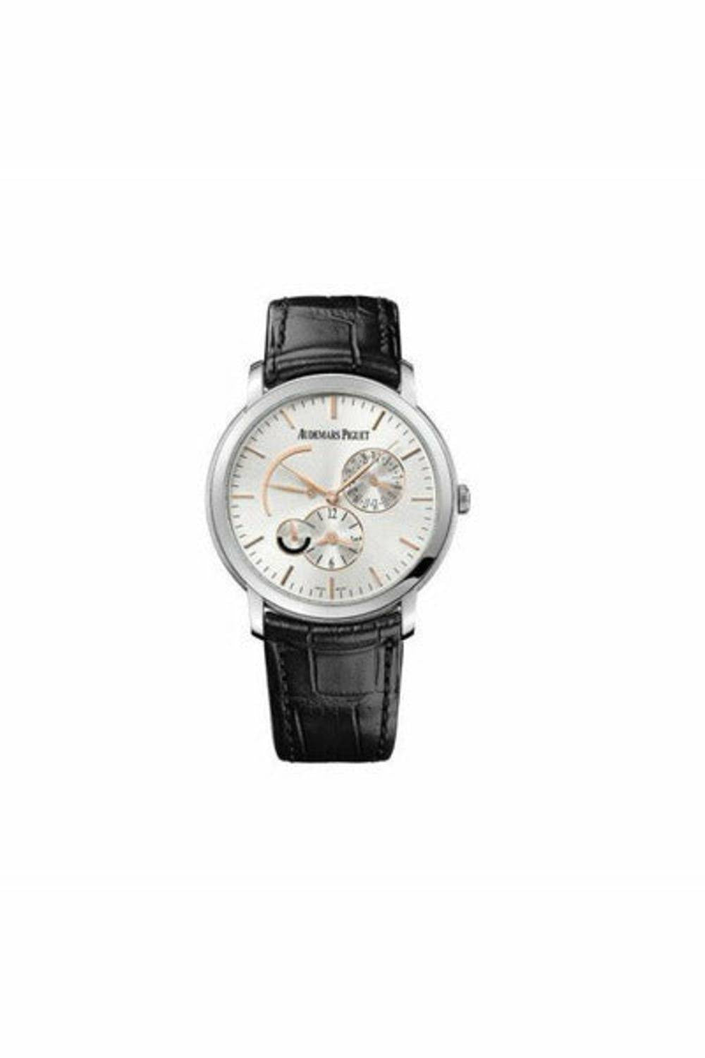 audemars piguet jules audemars dual time 18kt white gold 41mm silver dial men's watch-DUBAILUXURYWATCH