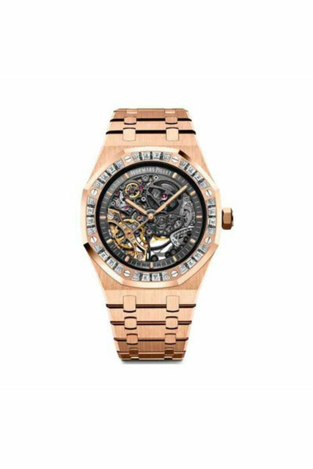 audemars piguet royal oak 18kt rose gold 41mm diamond bezel men's watch-DUBAILUXURYWATCH