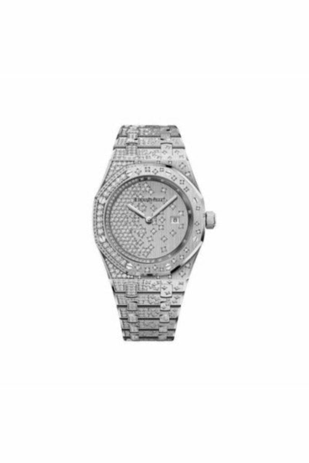 audemars piguet royal oak 18kt white gold 33mm diamond set ladies watch-DUBAILUXURYWATCH