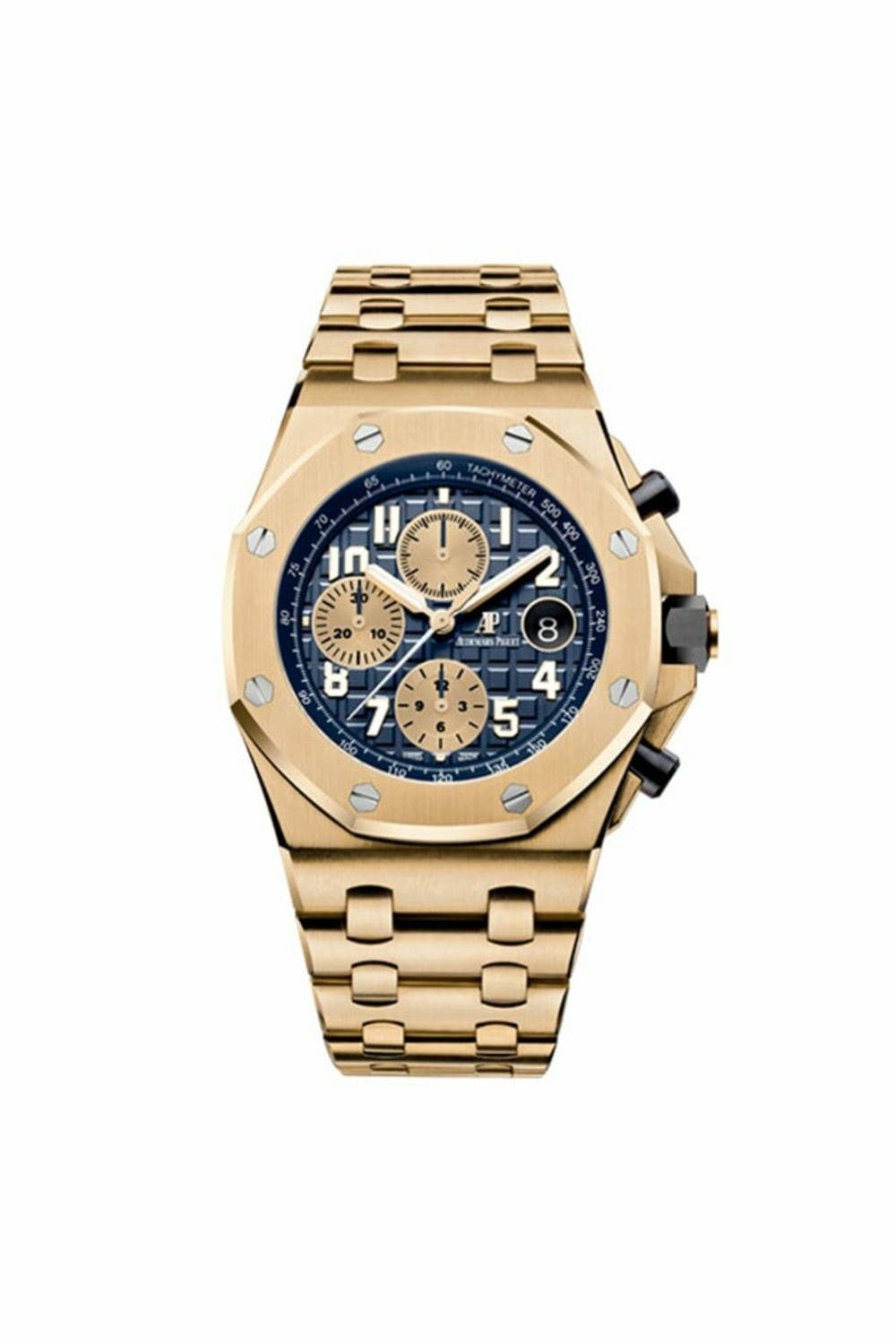 audemars piguet royal oak 18kt yellow gold 42mm blue dial men's watch-DUBAILUXURYWATCH