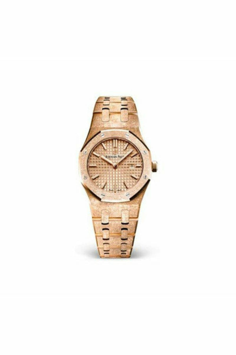 audemars piguet royal oak 33mm frosted 18kt rose gold ladies watch-DUBAILUXURYWATCH