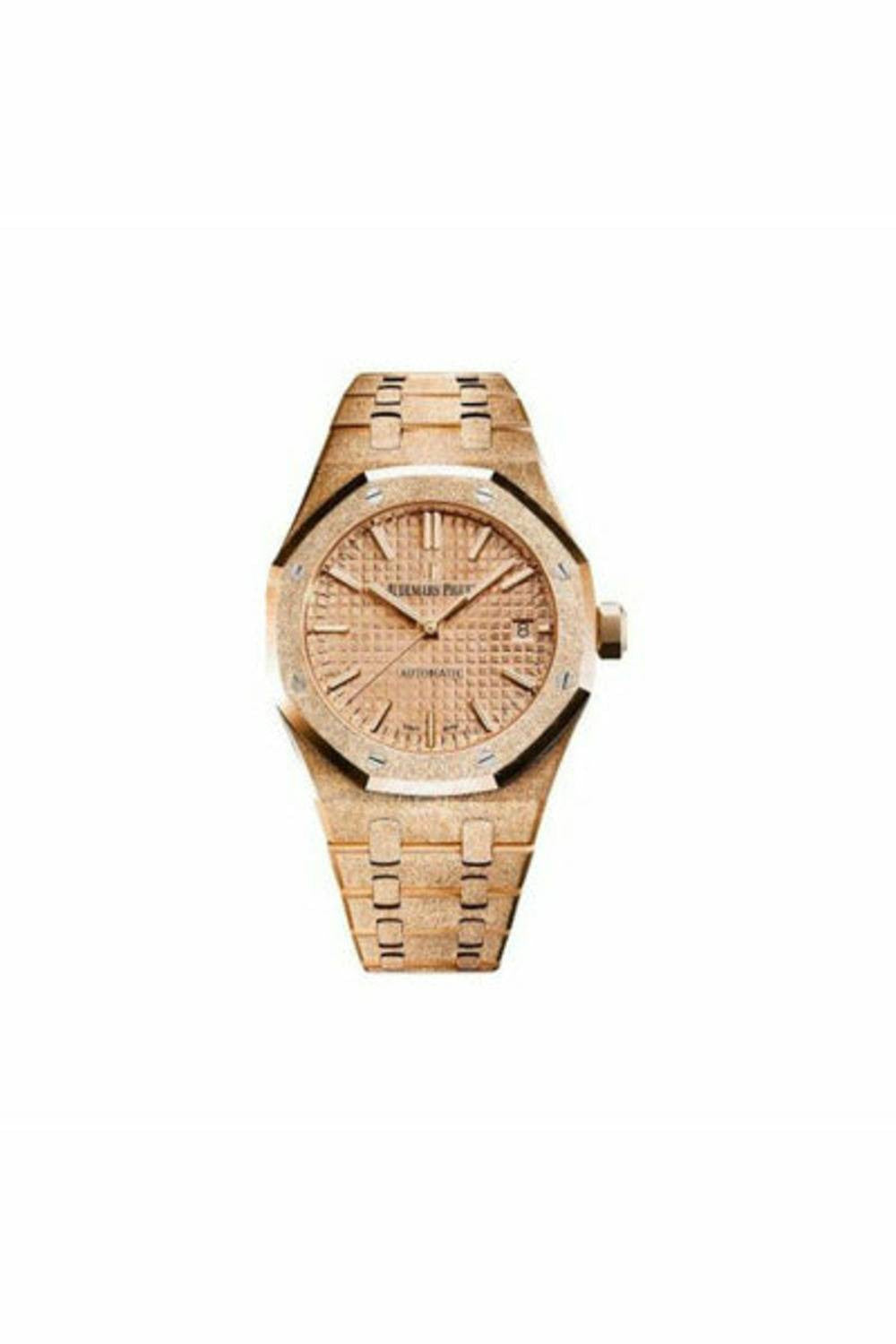 audemars piguet royal oak 37mm frosted 18kt rose gold ladies watch-DUBAILUXURYWATCH