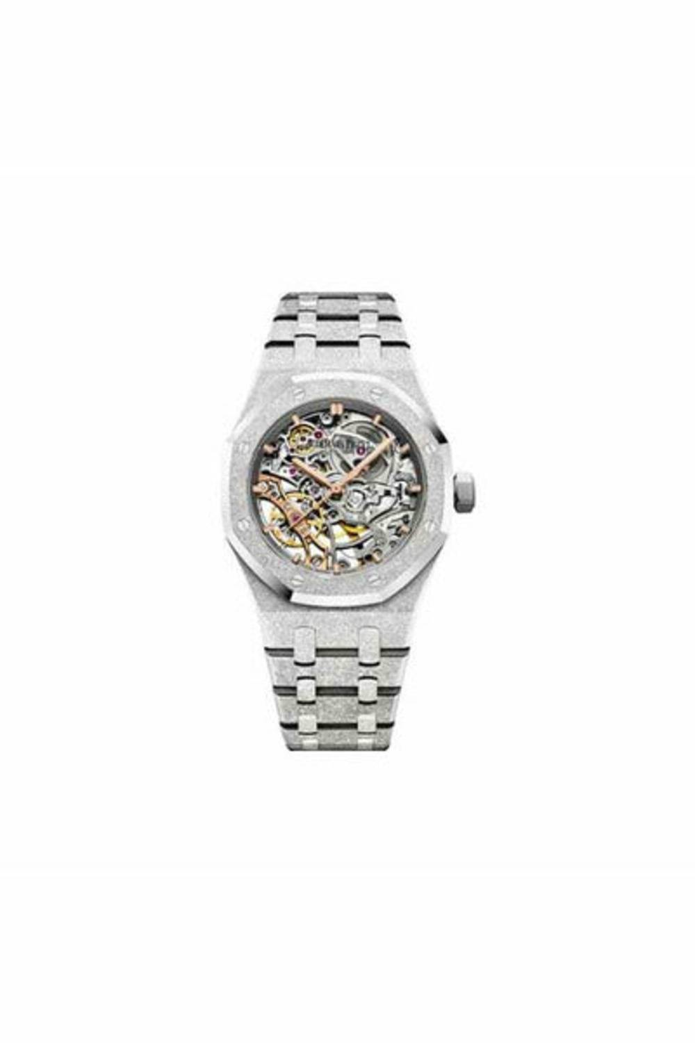 audemars piguet royal oak double balance wheel openworked frosted 18kt white gold 37mm men's watch-DUBAILUXURYWATCH