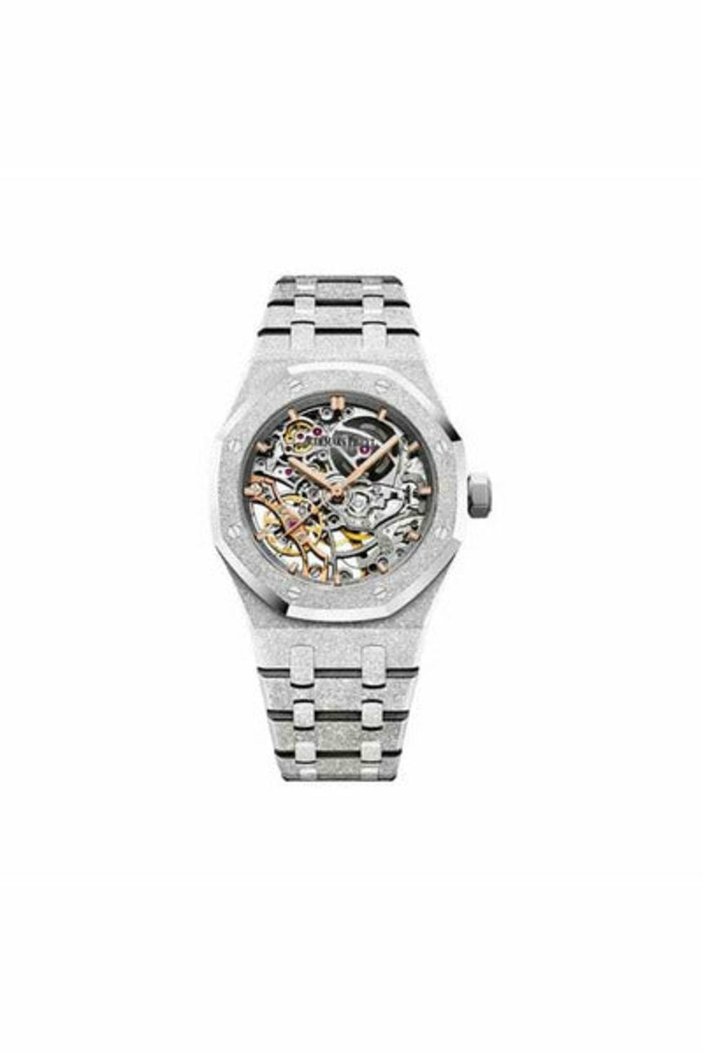 audemars piguet royal oak double balance wheel openworked frosted 41mm 18kt white gold men's watch-DUBAILUXURYWATCH