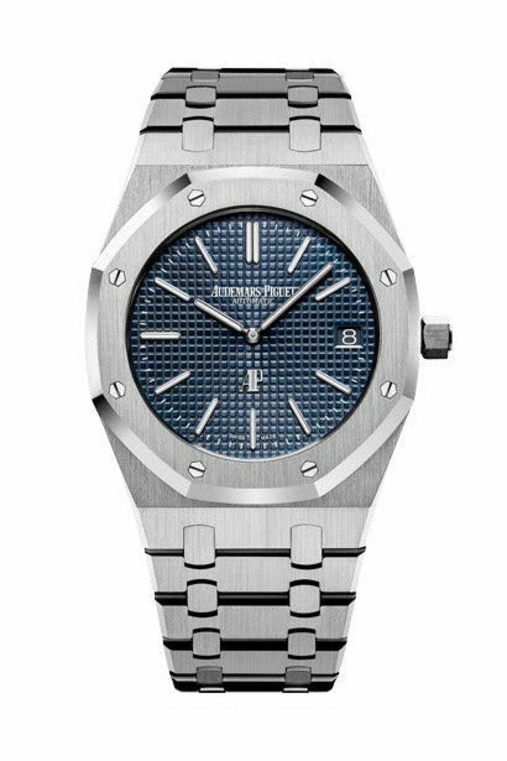 audemars piguet royal oak jumbo extra-thin titanium 39mm smoked blue dial men's watch-DUBAILUXURYWATCH