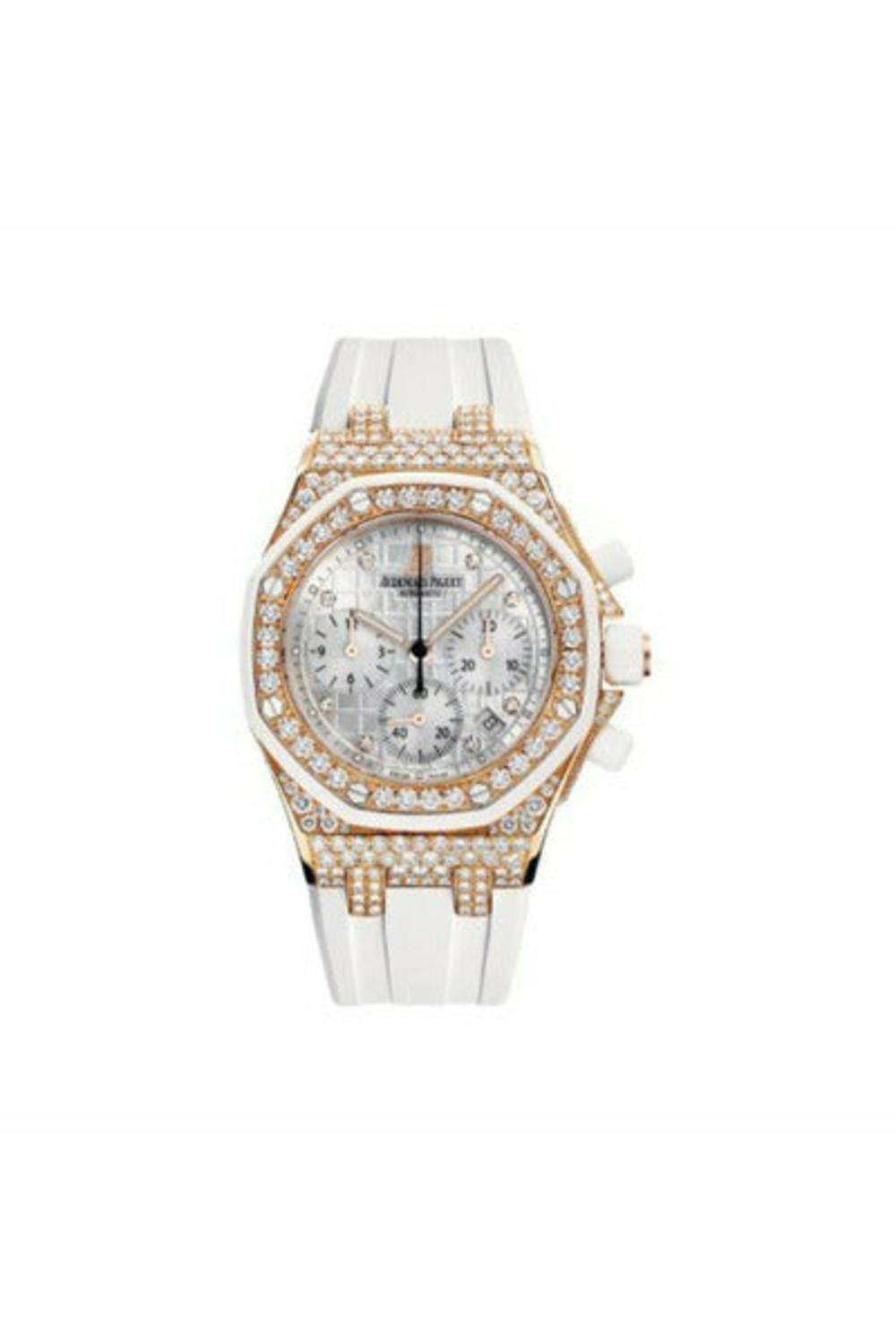 audemars piguet royal oak offshore 18kt rose gold 37mm x 48mm wih diamonds silver dial ladies watch-DUBAILUXURYWATCH