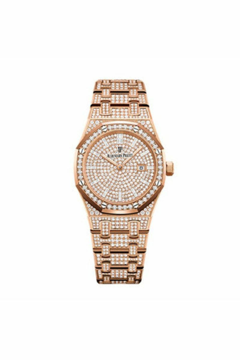 audemars piguet royal oak quartz 33mm diamond pave watch-DUBAILUXURYWATCH