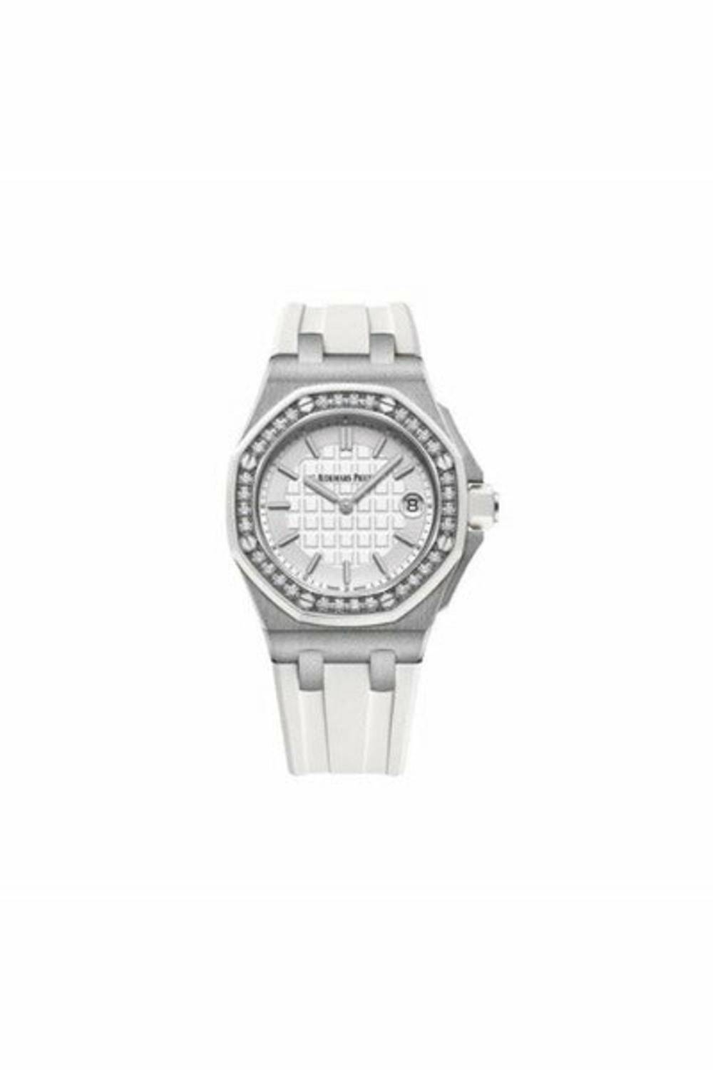 audemars piguet royal oak stainless steel 37mm light silver toned dial ladies watch-DUBAILUXURYWATCH