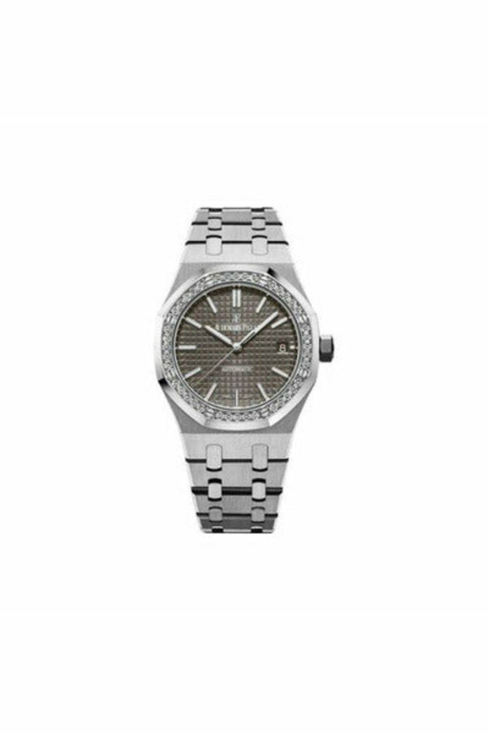 audemars piguet royal oak stainless steel 37mm with diamonds grey dial ladies watch-DUBAILUXURYWATCH