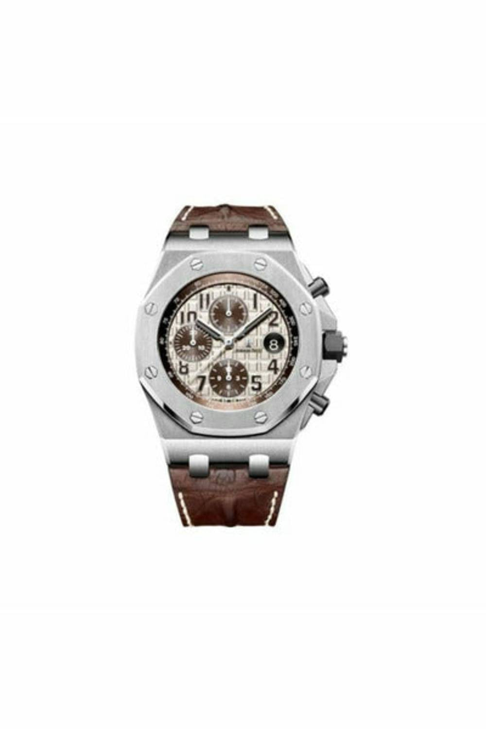 audemars piguet royal oak stainless steel 42mm ivory toned dial men's watch-DUBAILUXURYWATCH