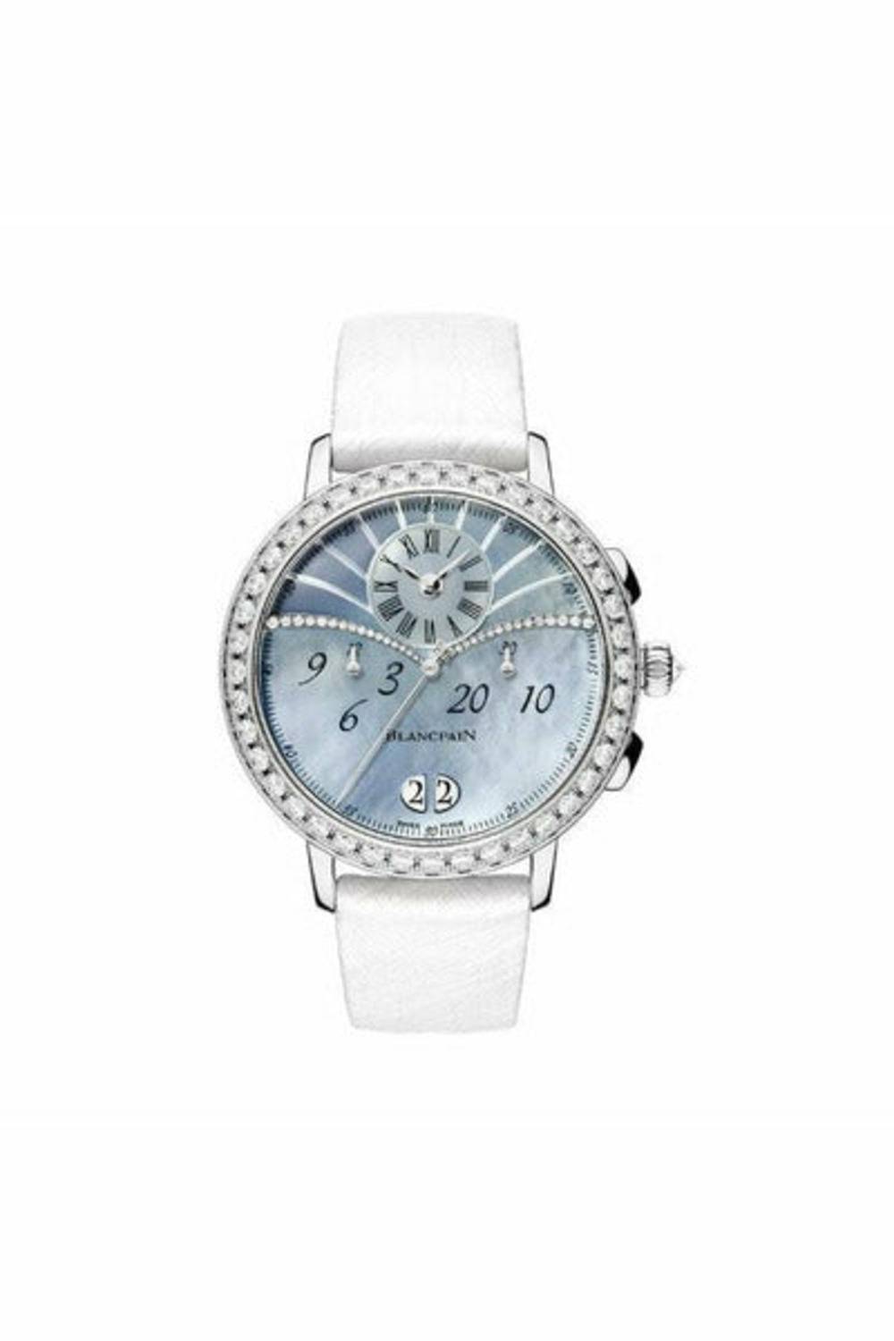 blancpain chronograph flyback grande date 38.6mm 18k white gold ladies watch-DUBAILUXURYWATCH