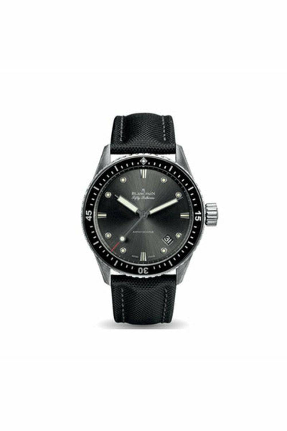 blancpain fifty fathoms bathyscaphe steel automatic men's watch  ref. 5000b-1110-b52a-DUBAILUXURYWATCH