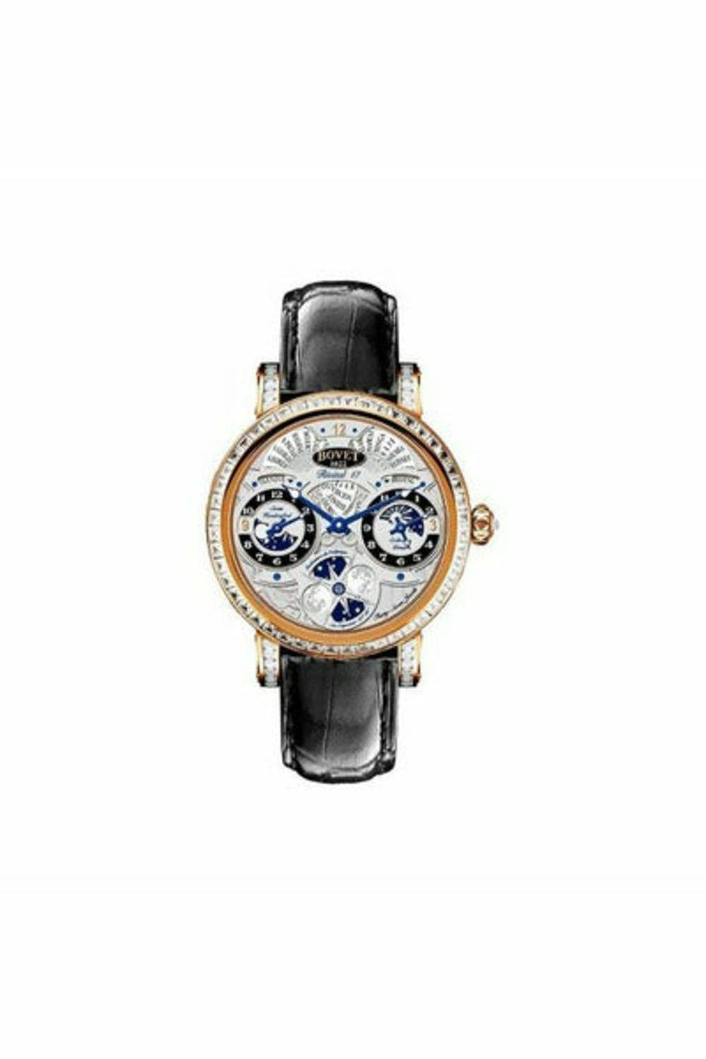 bovet dimier recital 17 moon phase 18kt rose gold with baguette & lugs on bezel 46mm men's watch-DUBAILUXURYWATCH