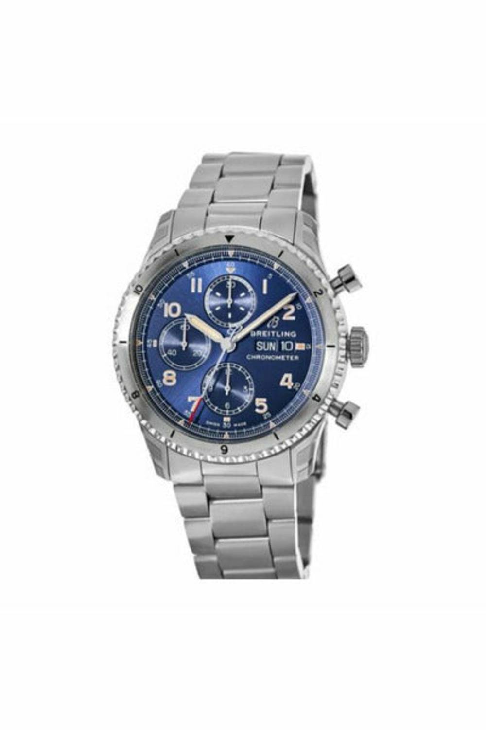 breitling aviator 8 chronograph 43 stainless steel - blue men's watch-DUBAILUXURYWATCH