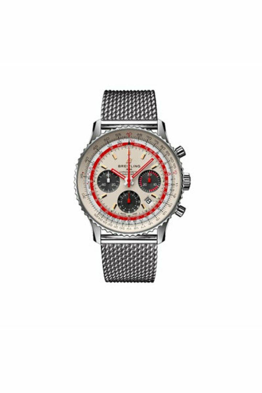 breitling navitimer chronograph automatic chronometer silver dial men's watch ref. ab01219a1g1a1-DUBAILUXURYWATCH