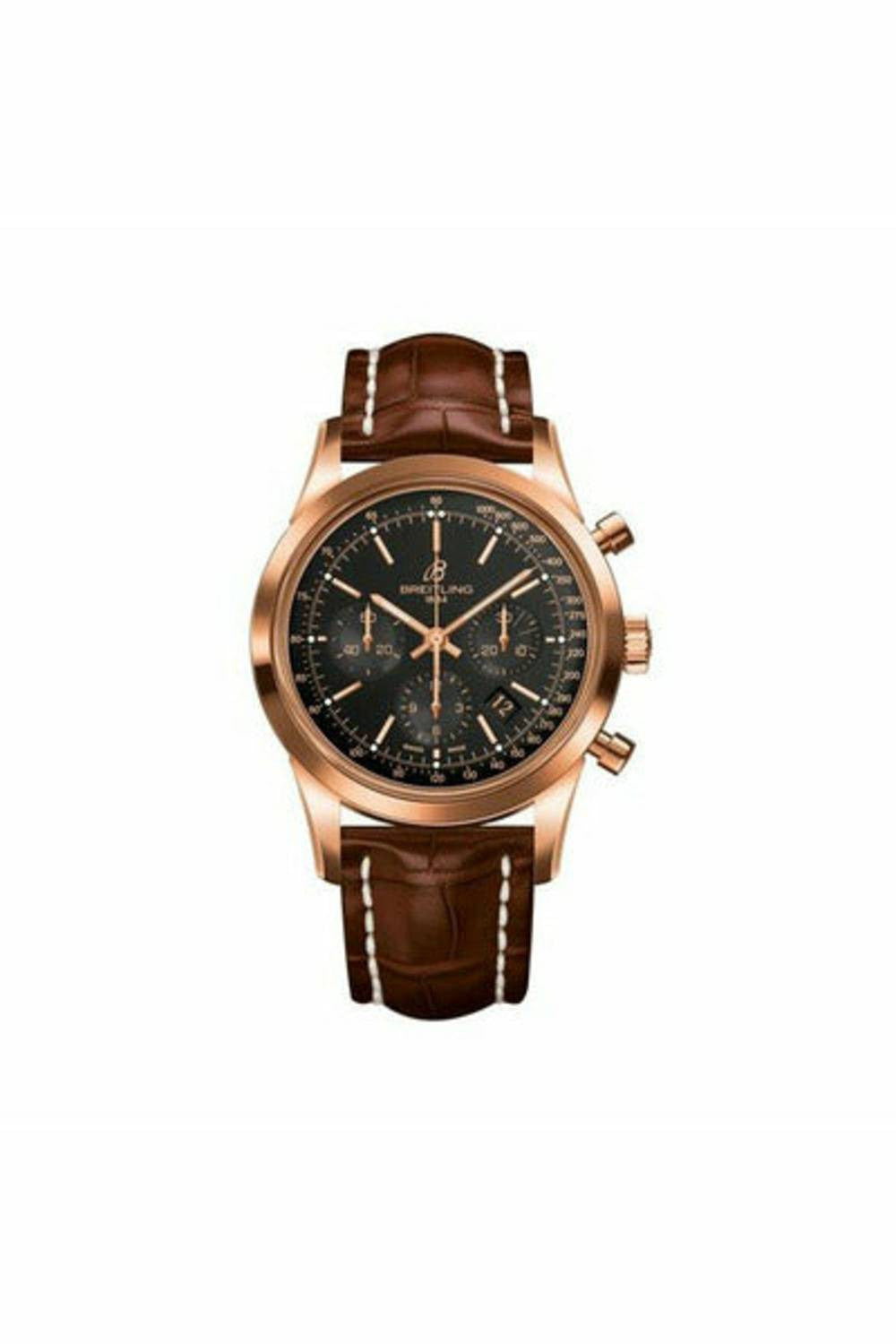 breitling transocean chronograph 43mm 18kt rose gold men's watch-DUBAILUXURYWATCH