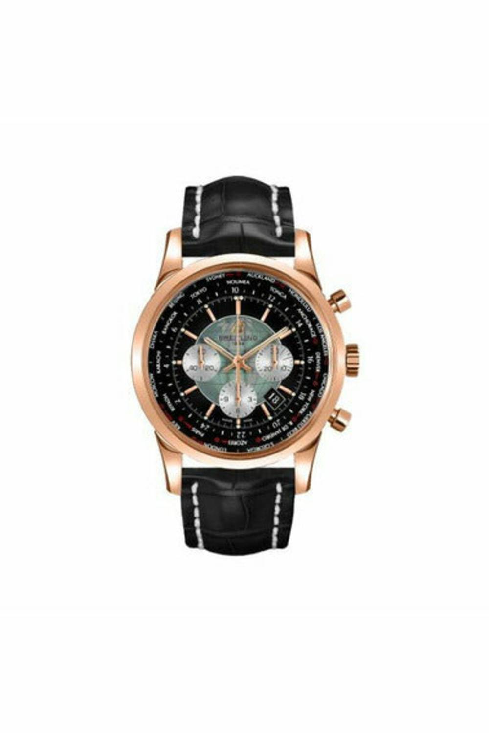 breitling transocean chronograph unitime 18kt rose gold 46mm men's watch-DUBAILUXURYWATCH