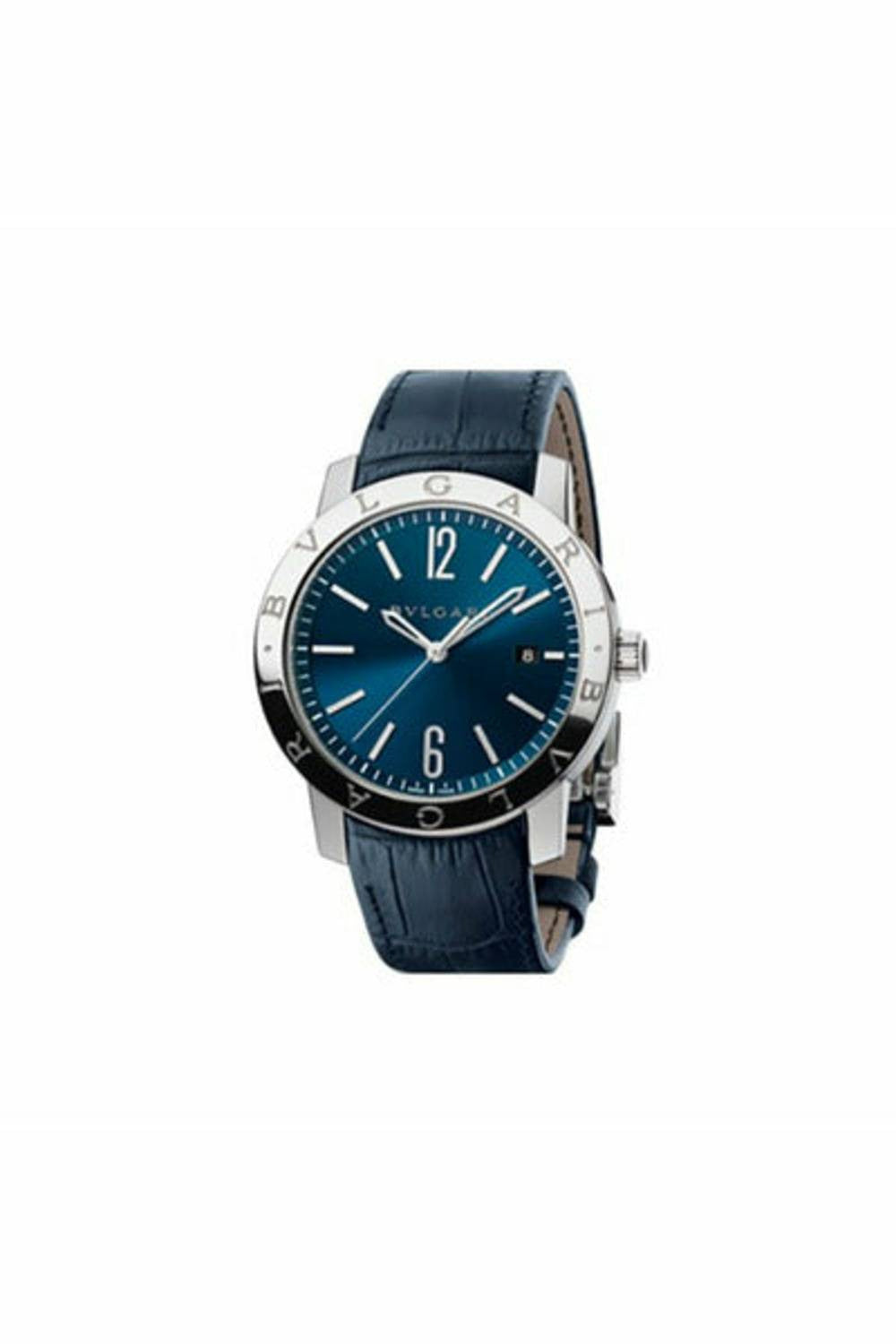 bvlgari bvlgari solo tempo watch 41mm stainless blue dial blue strap steel bracelet ref. bb41c3sld-DUBAILUXURYWATCH