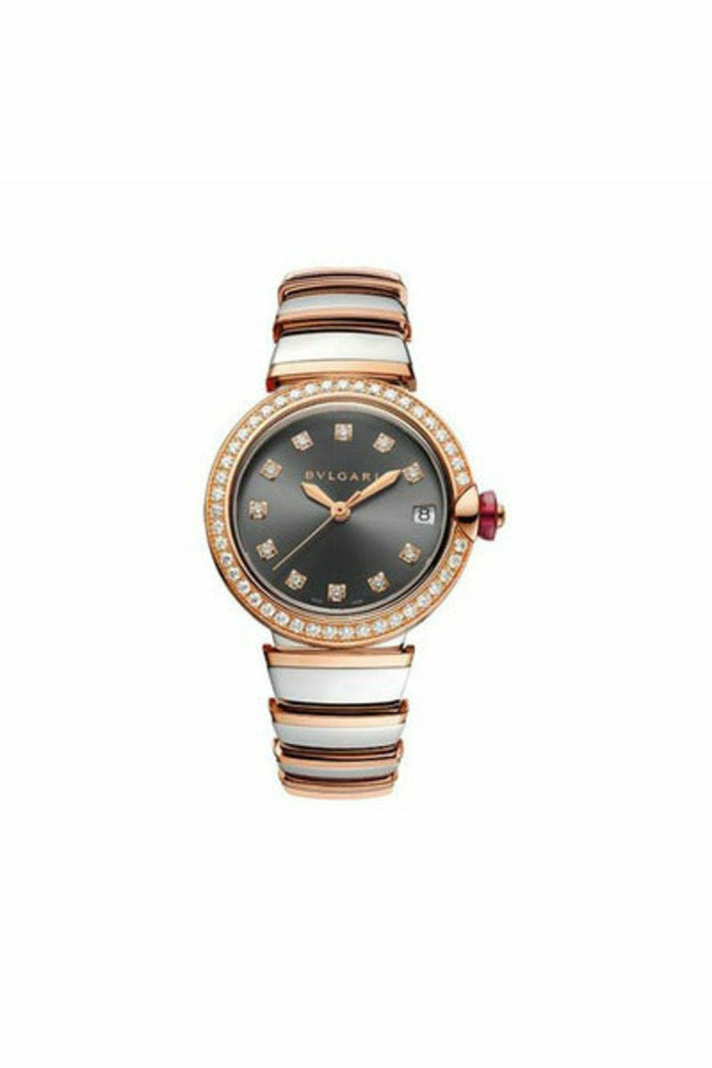 bvlgari lvcea 33mm stainless steel/18k rose gold ladies watch-DUBAILUXURYWATCH