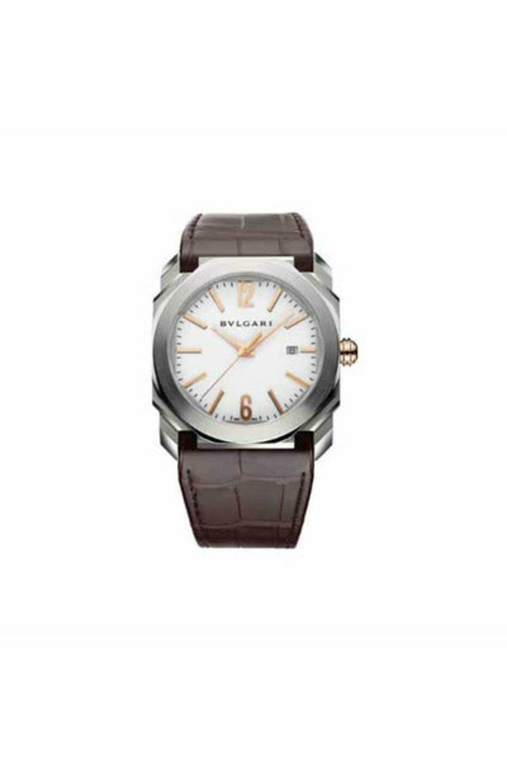 bvlgari octo 41.5mm x 47.4mm stainless steel white dial men's watch ref. 102207-DUBAILUXURYWATCH