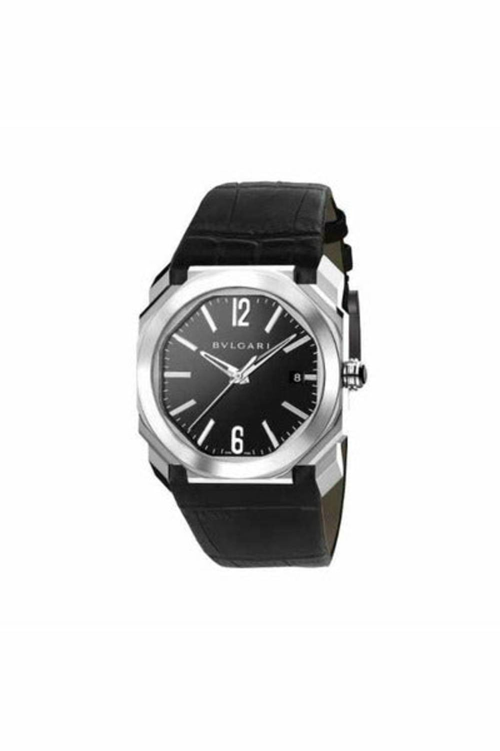 bvlgari octo solotempo black lacquered polished 38mm stainless steel men's watch-DUBAILUXURYWATCH