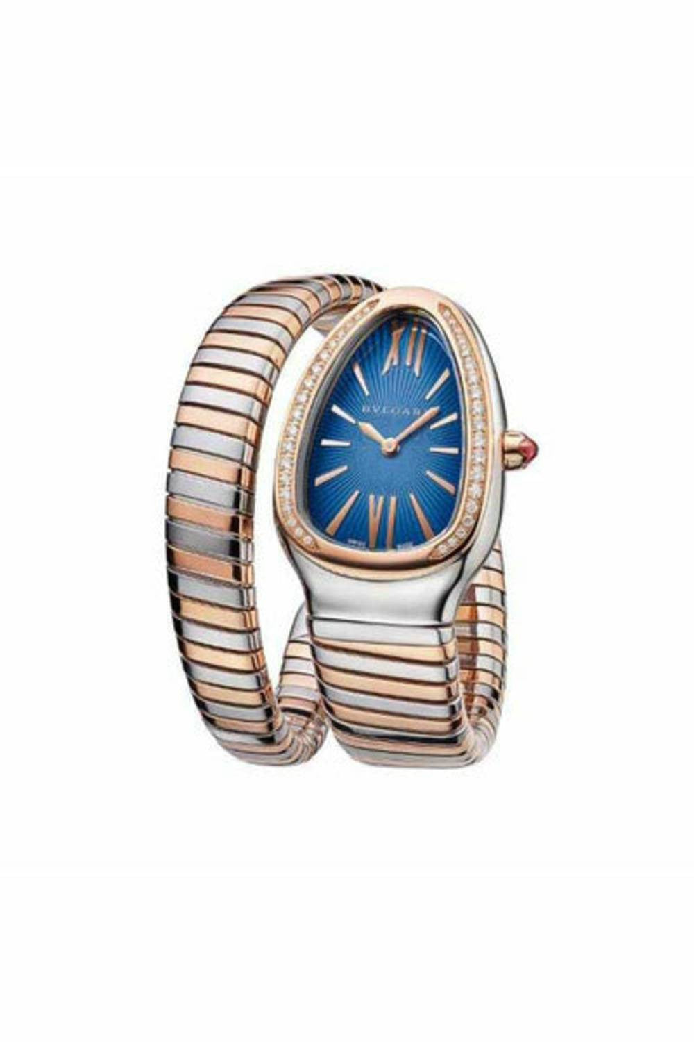 bvlgari serpenti 35mm stainless steel / 18k rose gold with diamonds ladies watch-DUBAILUXURYWATCH