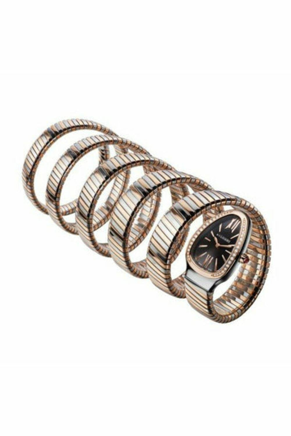 bvlgari serpenti tubogas stainless steel & 18kt rose gold 35mm ladies watch-DUBAILUXURYWATCH