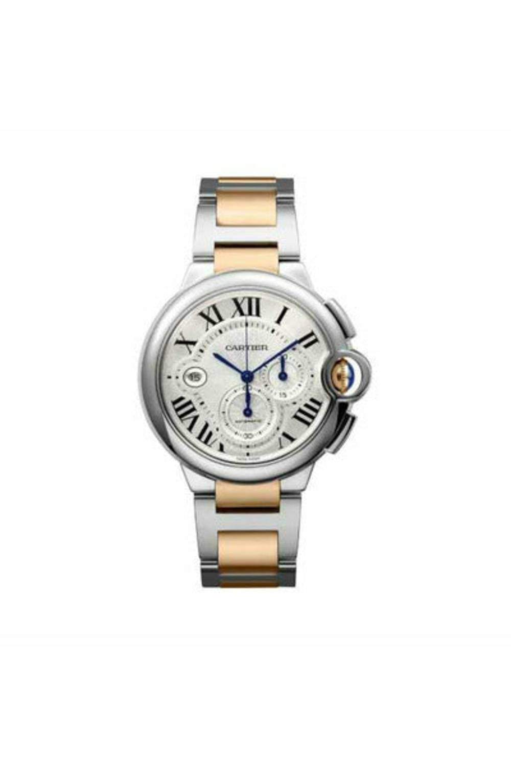 cartier ballon bleu chronograph 44mm stainless steel & 18kt rose gold men's watch-DUBAILUXURYWATCH