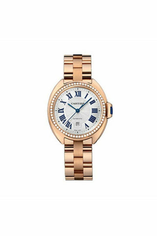 cartier cle de cartier 31mm pink gold diamond case white dial ladies watch ref. wjcl0046-DUBAILUXURYWATCH