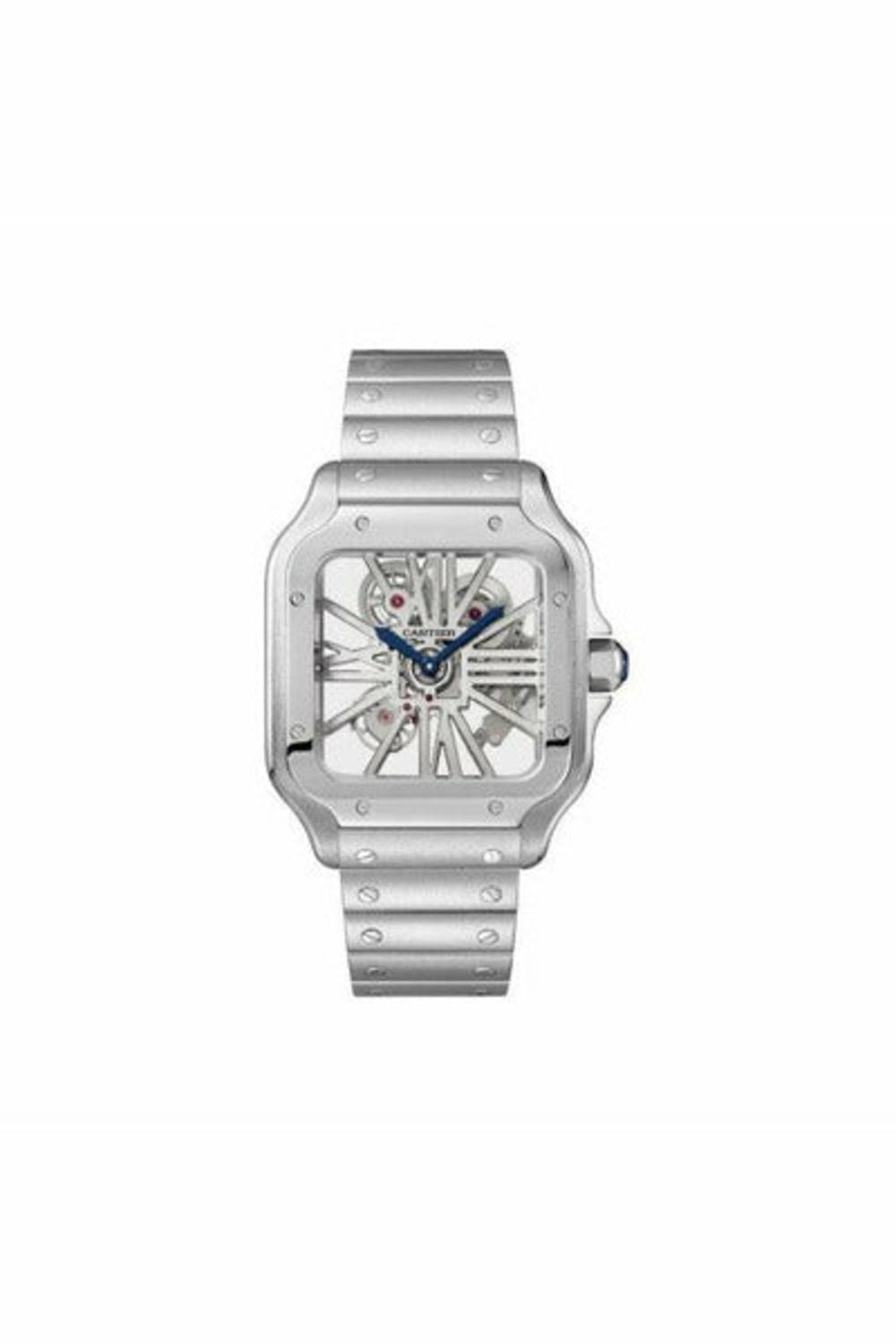 cartier santos de cartier skeleton stainless steel 47.5 x 39.8mm men's watch-DUBAILUXURYWATCH