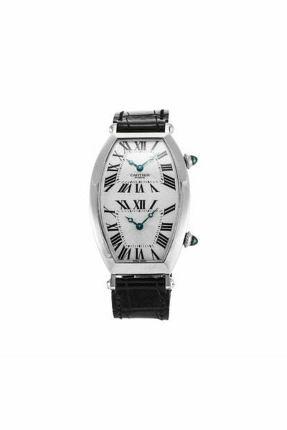 cartier tonneau xl two time zone 29.4mm x 51.4mm 18kt white gold men's watch-DUBAILUXURYWATCH