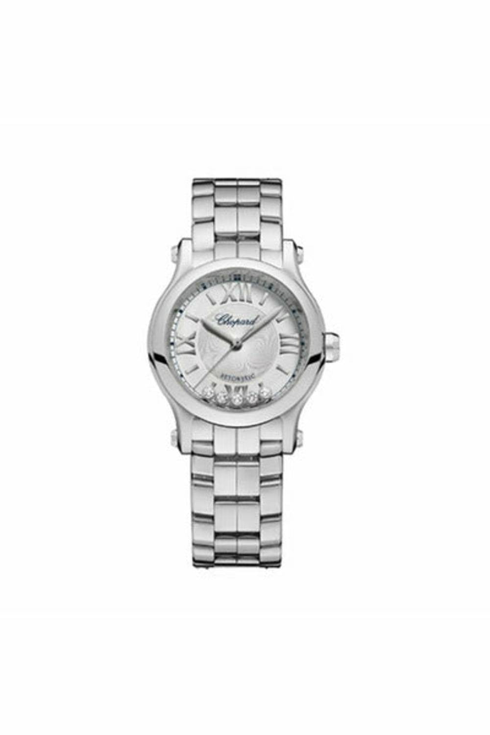 chopard happy sport round watch 30m steel case silver dial ref. 278573-3012-DUBAILUXURYWATCH