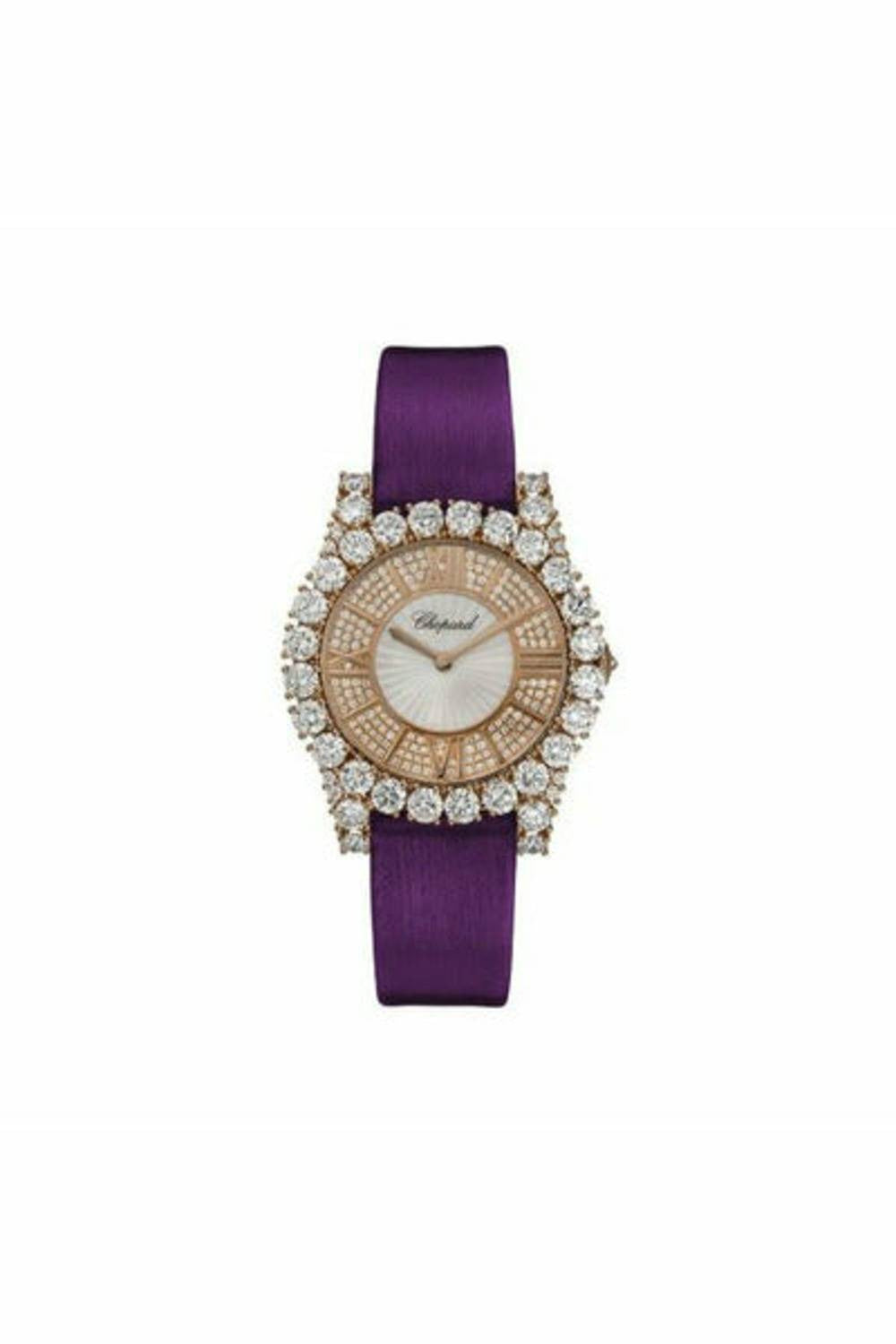 chopard l'heure du diamant 35.75mm 18k rose gold diamond set guilloche ladies watch-DUBAILUXURYWATCH