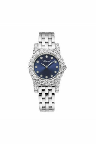 chopard l'heure du diamant galvanic blue dial 30mm 18k white gold ladies watch-DUBAILUXURYWATCH