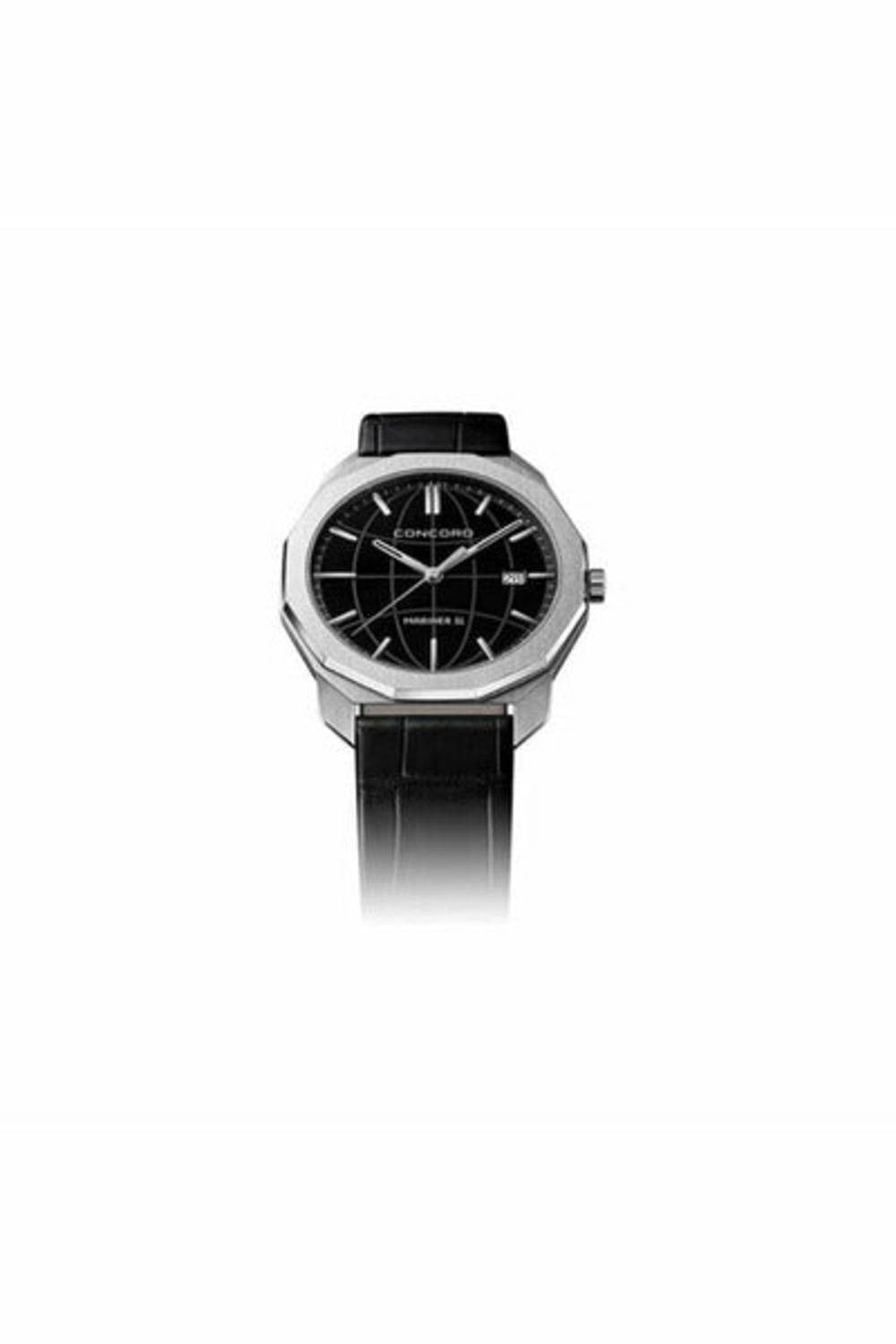 concord mariner quartz steel black galvanic dial 40mm men's watch-DUBAILUXURYWATCH