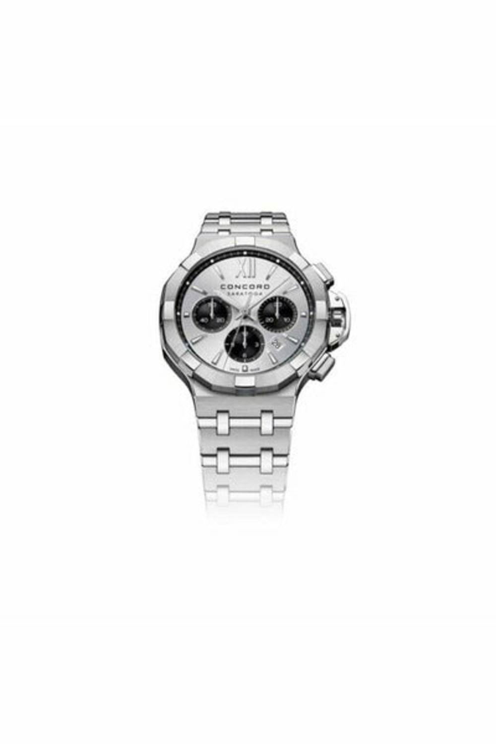 concord saratoga chrono automatic silver dial 43mm men's watch-DUBAILUXURYWATCH