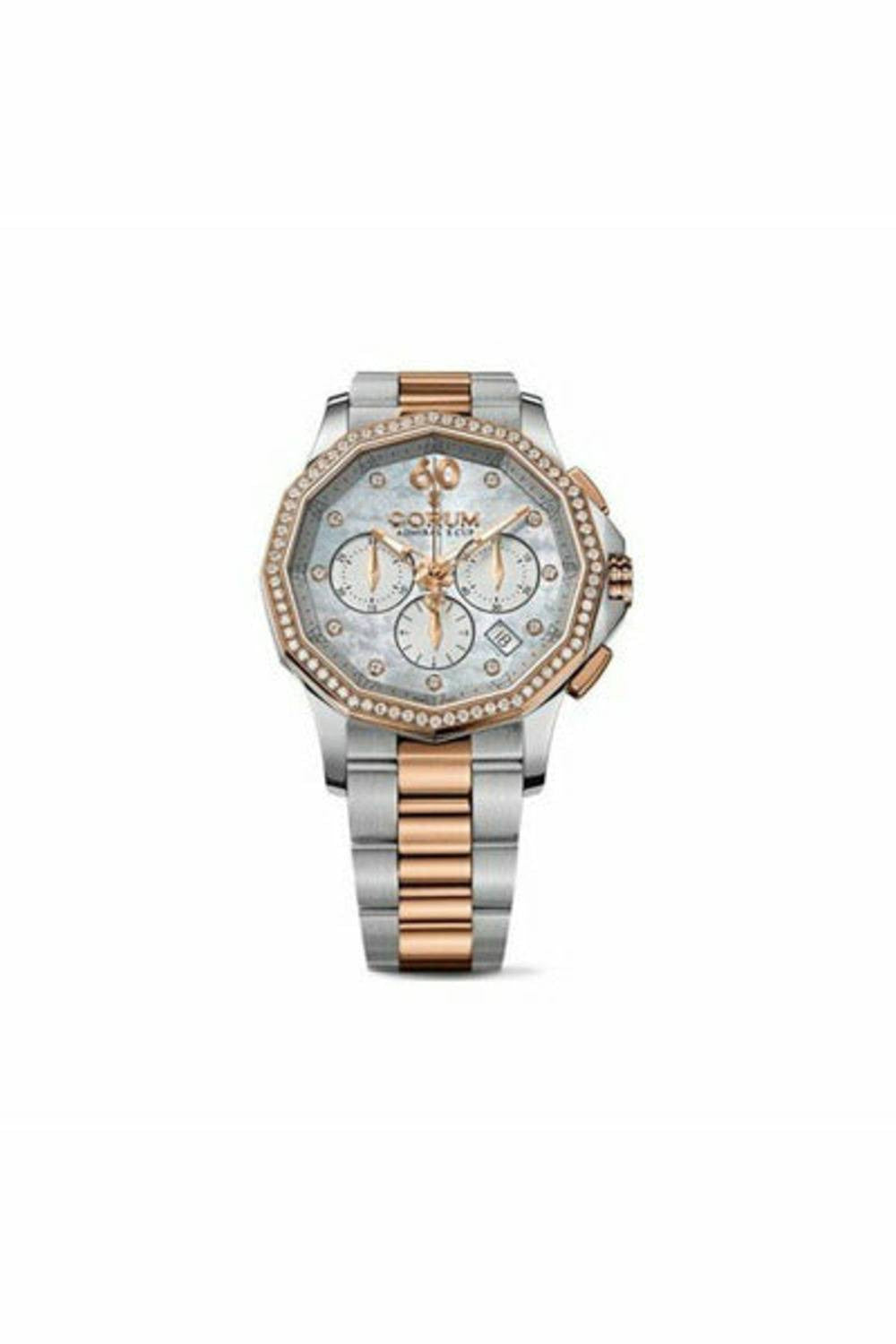 corum admiral's cup legend mop dial chronograph 38mm stainless steel ladies watch-DUBAILUXURYWATCH