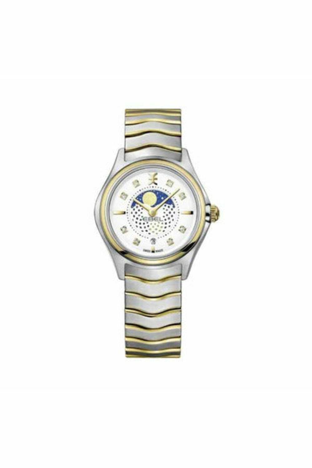 ebel wave moonphase diamond silver dial 30mm two-tone ladies watch-DUBAILUXURYWATCH