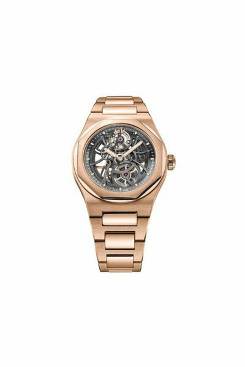 girard perregaux laureato skeleton 42mm 18k rose gold men's watch-DUBAILUXURYWATCH